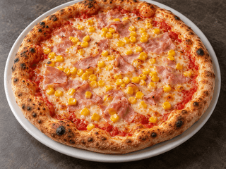Pizza (sugo, mozzarella, šunka, kukuřice)