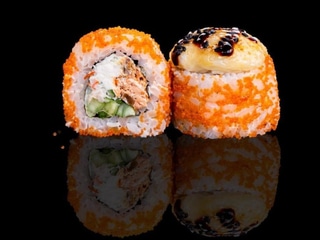 Baked losos teriyaki-krabi mix