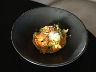 Гарбузова паста з креветками 