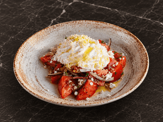 Tomato Salad with Feta Mousse