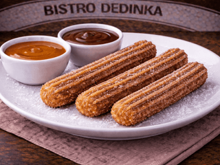 Churros - karamel a čokoláda (sladké tyčinky)