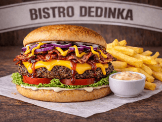 COMBO: Big Tejsty bacon burger + hranolky + omáčka