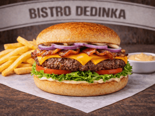 COMBO: ŠMAK burger + hranolky + omáčka
