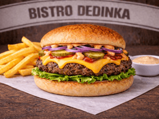 COMBO: BIG DED burger + hranolky + omáčka
