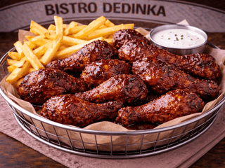 COMBO: Krídla teriyaki omáčka 500g + hranolky + omáčka