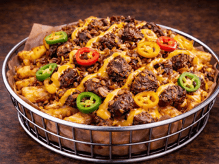Cheesy Burger Fries Jalapeños