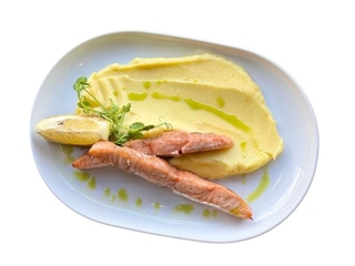 Запечене філе лосося з лимонним картопляним пюре