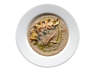 Грибний крем-суп з чебрецем та зеленою олією