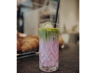 Ube matcha latte