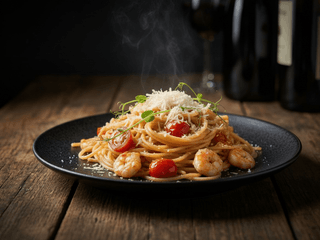 Спегеті з креветками