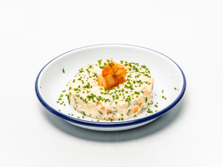 Olivier salad with shrimps
