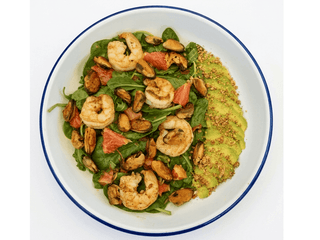 Adriatic salad with shrimp, mussel meat and grapefruit 