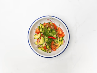 Vegetable salad with homemade oil
