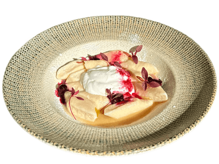 Lazy dumplings with blueberry compote and sour cream