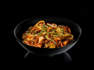 Pikantně-sladký udon s lososem