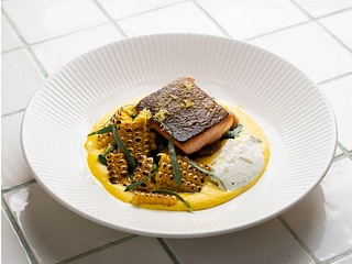 SUMMER SALMON WITH POTATOES AND CORN