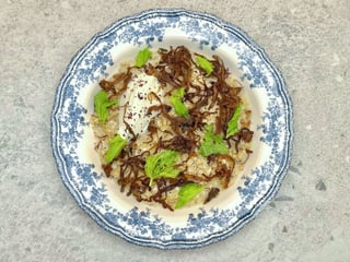 Вівсянка з білими грибами та печеною гливою