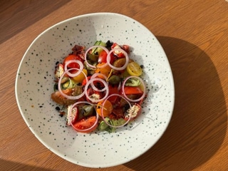 Greek salad served 