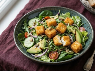 Зелений салат з хрумкою фетою 