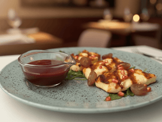 Сир халумі з ягідним соусом