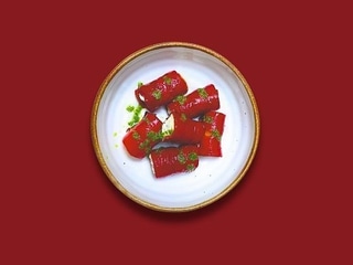 Рулетики запеченого перцю з крем-сиром