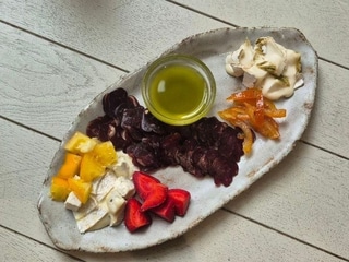 Delicacies with cheese and ham