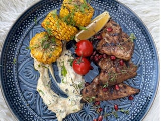 Скумбрія гриль з кукурудзою