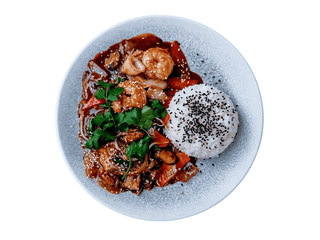 Морепродукти з тамариндово-кокосовим соусом