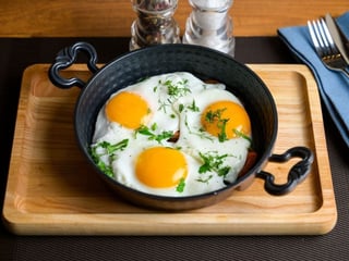 Яєчня оката з овочами та беконом