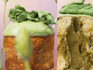 Паска-квітка з фісташковою начинкою, вишневим мармеладом та вишнею мараскіно