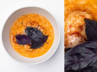 Різотто з кімчі, креветками та пармезаном