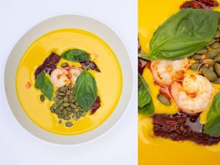 Крем-суп гарбузово-імбирний з креветками