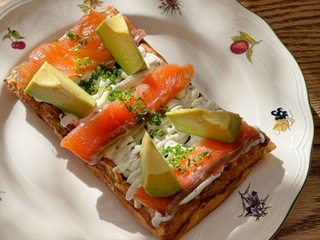 Zucchini Waffles with Salmon