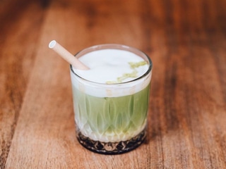 Iced salted date matcha VEGAN