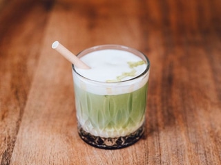 Iced matcha latte salted date