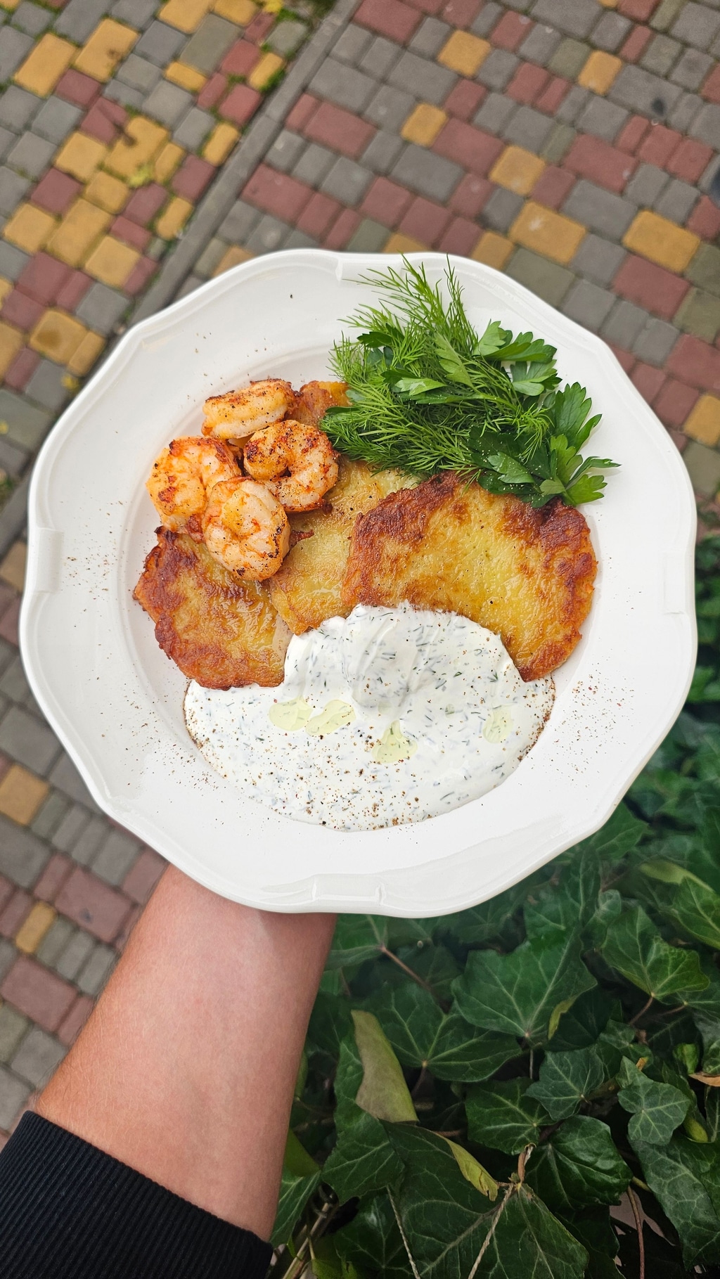 Деруни з креветкою