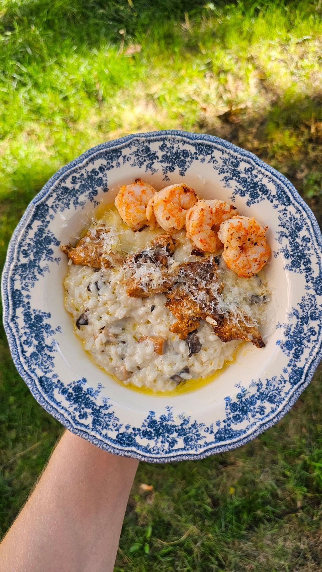 Ризото з осінніми грибами, пармезаном та креветкою