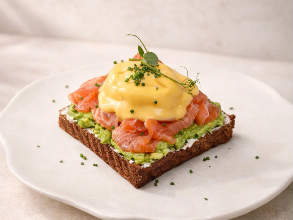 Salmon & avocado Benedict at LOVA São Bento