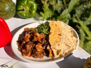 Caponata with roasted eggplant and olives