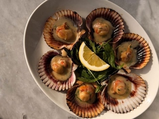 Grilled scallop platter