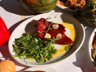 Marinated roasted peppers with honey