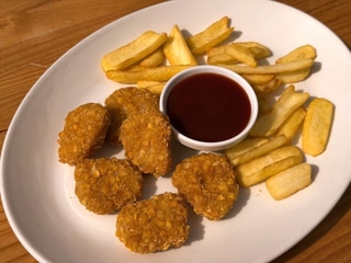 Chicken nuggets with French fries