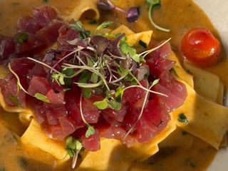 Pappardelle with "Bluefin" tuna tartare and sea urchin roe