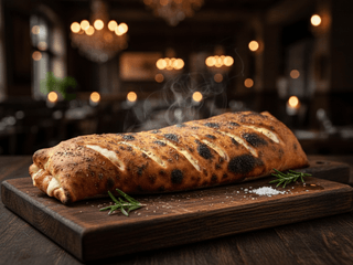 Stromboli ar sēnem un šķinķi
