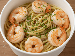 Spaghetti Aglio e Olio z Krewetkami