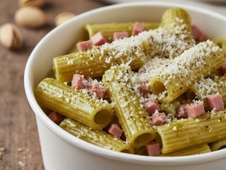 *NOWOŚĆ*Rigatoni z mortadelą LEONCINI „Paninoteca” w pistacjowym sosie śmietanowym+peperoncini(slłodkie papryczki)