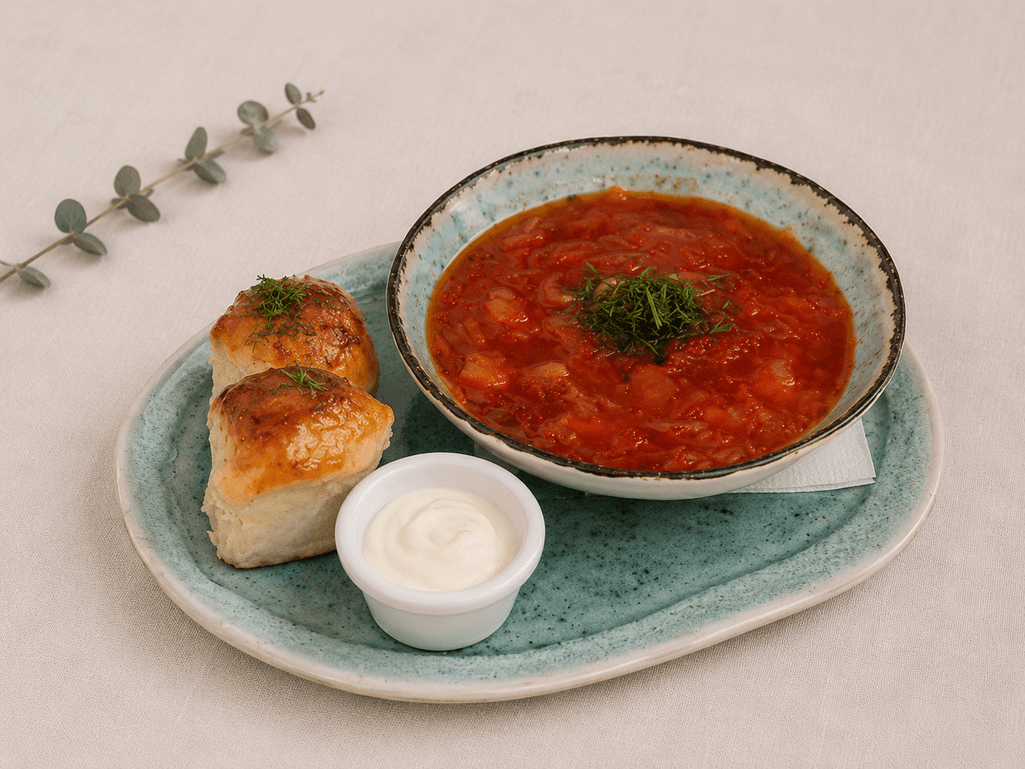 Борщ український з пампушками