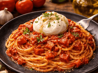 Spaghetti pomodoro e burrata