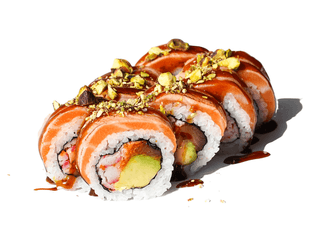 Grilled salmon crab phistashio           