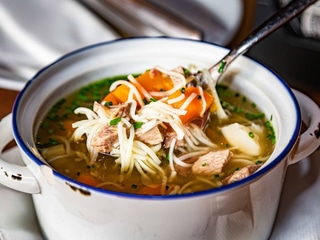 Beef broth with homemade noodles